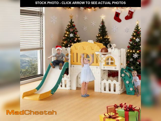 Lot 74-13125964 - WFUN 9 in 1 Outdoor Freestanding Kids Slide Set for Toddlers Age 1+, Playground Set for Backyard, Ye...