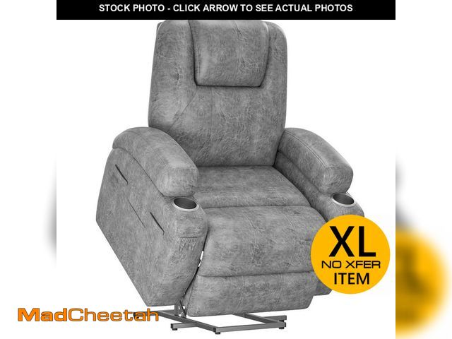 Lot 74-12947939 - LACOO Electric Power Lift Recliner Chair (Leathaire) with Massage for Elderly, Single Sofa with 2 Cu...