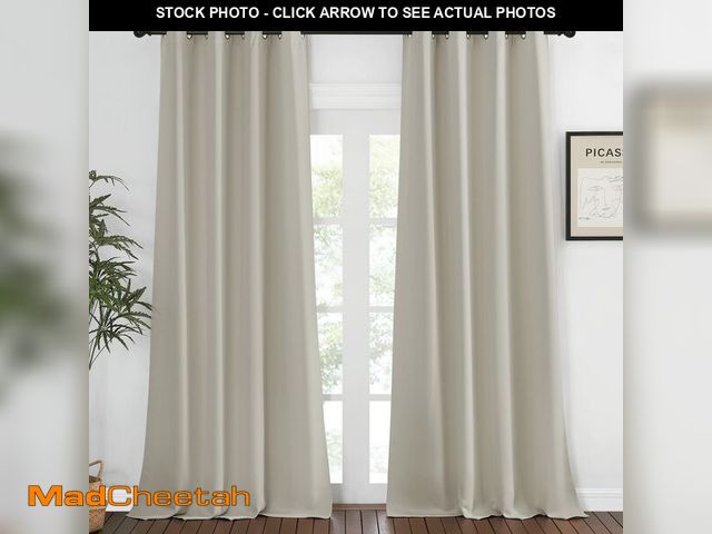 Lot 74-13628225 - NICETOWN Blackout Natural Curtain for Living Room - Grommet Thermal Insulated Solid Room Darkening T...