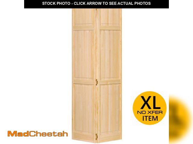 Lot 74-12552315 - 32 in. x 80 in. 32 in. Clear 6-Panel Solid Core Unfinished Wood Interior Closet Bi-Fold Door - UNUSE...