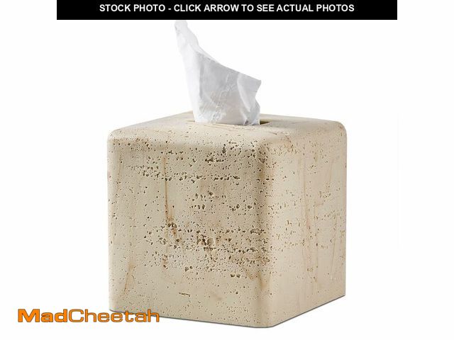 Lot 74-13628108 - Natural Travertine Textures Tissue Box Cover Square for Home Decor,Resin Heavy Tissue Box Holder for...