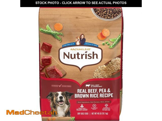 Lot 74-14305090 - Nutrish Real Beef, Pea &amp; Brown Rice Recipe Whole Health Blend Dry Dog Food, 40 lb. Bag, Packagin...