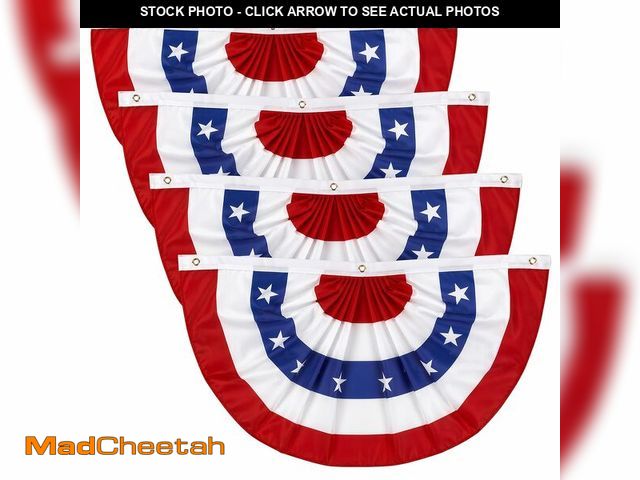Lot 74-14212254 - PARTY TELLER 1.5x3 Ft Patriotic American Flag Bunting for Outside with Pleated Fan Design, Patriotic...