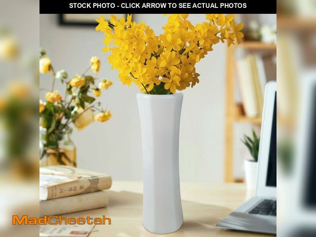 Lot 74-13549056 - TDIAVH White Ceramic Flower Vase,12 Inch Modern Tall Textured Vases for Farmhouse,Home Decor,Shelf,T...