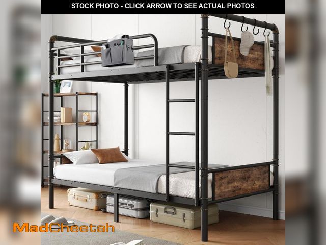 Lot 74-12149559 - *SEE DETAILS* Bunk Bed Twin Over Twin, Heavy Duty Metal Bunkbeds with Ladder and Full-Length Guardra...