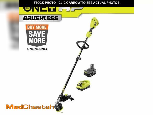 Lot 74-14255801 - RYOBI ONE+ HP 18V Brushless Whisper Series 15 in. Cordless Attachment Capable String Trimmer with 4....