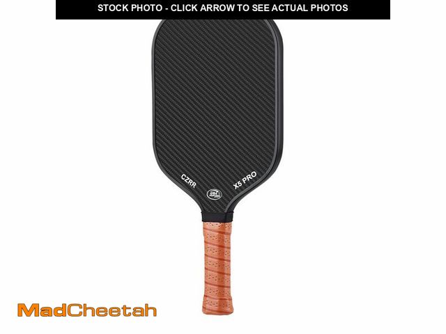Lot 74-14146338 - CZRR Pickleball Paddle, USA Pickleball Approved, 3K Raw Carbon Fiber Surface (CFS) High Grit &amp; S...