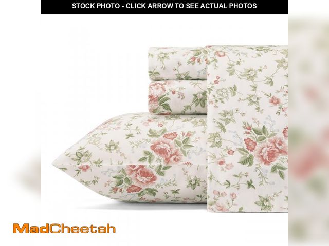 Lot 74-12117150 - Laura Ashley - Queen Bed Sheets, Smooth &amp; Silky Sateen Cotton Bedding with Matching Pillowcases,...