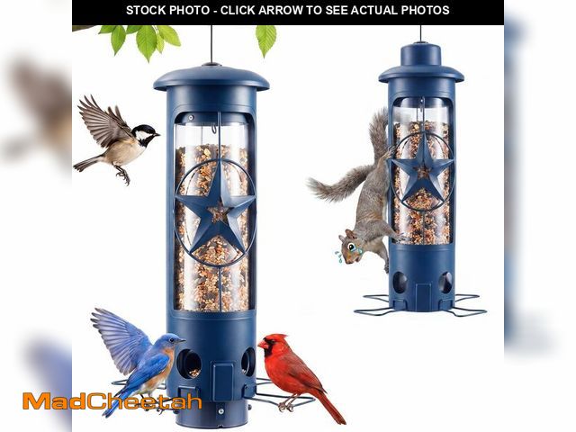 Lot 74-14064880 - Squirrel Proof Bird Feeders for Outdoors with Weight-Activated, 3LB Large Metal Wild Bird Feeders fo...