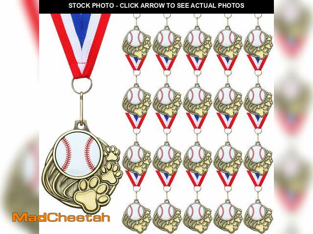 Lot 74-14386054 - Trnayi 20 Pcs Paw Print Medals with Neck Ribbons 2'' Gold Medal for Awards Winner Encourage Team Par...
