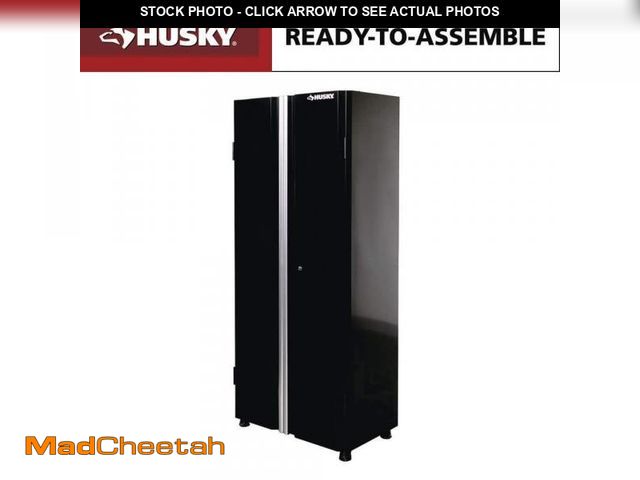Lot 74-12145770 - Husky Ready-to-Assemble 24-Gauge Steel Freestanding Garage Cabinet in Black (30.5 in. W x 72 in. H x...