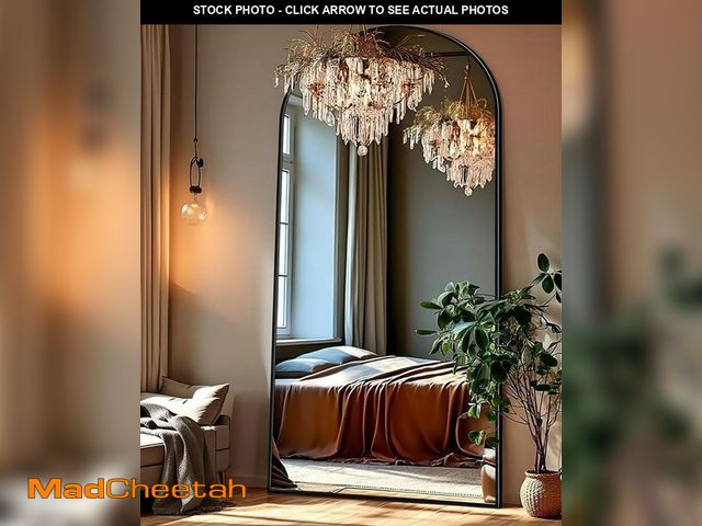 Lot 74-12151439 - KOMCOTE 71x27 Inch Arched Floor Mirror - Full Length Black Standing Mirror for Bedroom, Living Room,...