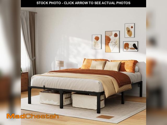 Lot 74-12396689 - (MISSING HARDWARE) GarveeHome 14 Inch Queen Tool-Free Bed Frame, Heavy Duty Metal Platform Bed Frame...