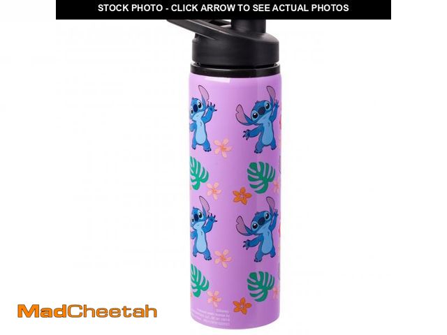 Lot 74-12220691 - Silver Buffalo Disney Lilo and Stitch Tropical Sitting Stitch Double Walled Stainless Steel Water Bo...