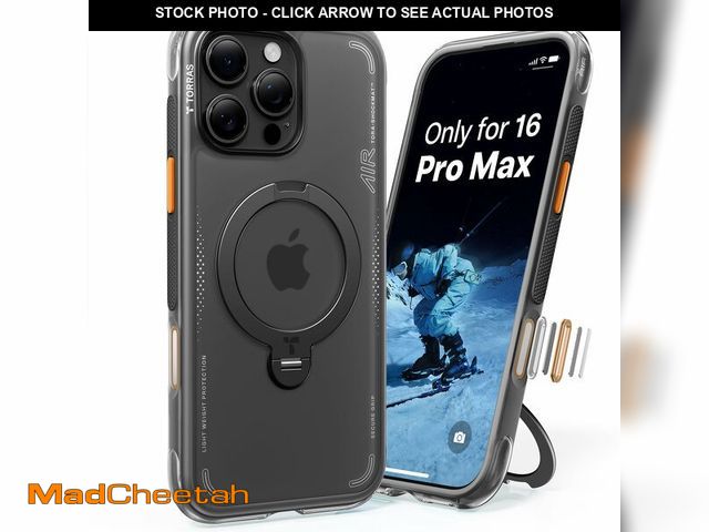 Lot 74-12706643 - TORRAS Ostand Q3 Air for iPhone 16 Pro Max Case with 360 Magnetic Stand, Fit for MagSafe, Military G...