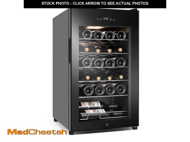 Lot 74-14113509 - Hooure 17 in. Wine Cooler 24-Bottle Freestanding Wine Cooler Fridge with Lock and Temperature Memory...