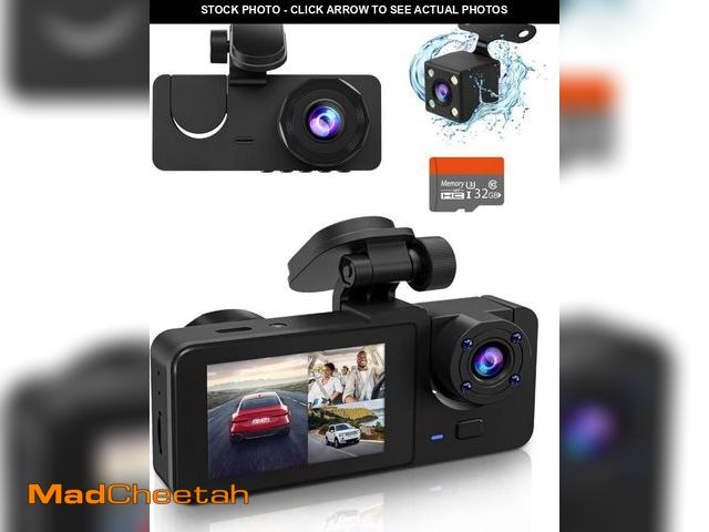 Lot 74-12322619 - 3 Channel Dash Cam,4K+1080P Dash Cam Front and Rear Inside, Dash Camera for Cars, Triple Car Camera ...