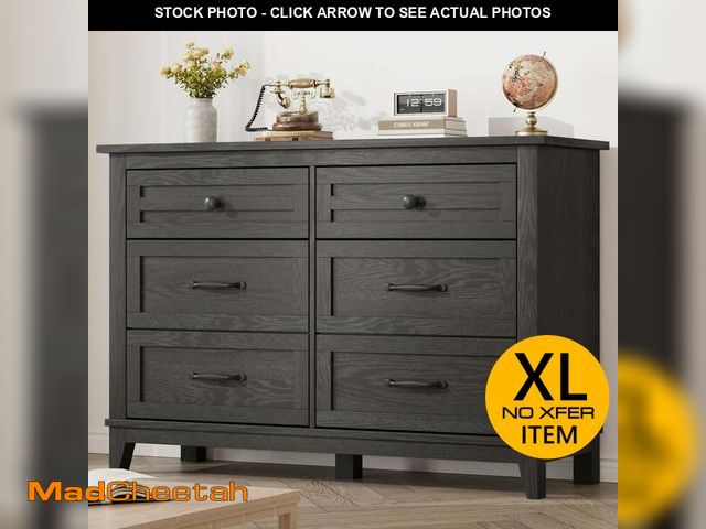Lot 74-14614851 - Garvee Wide 6 Drawer Dresser for Bedroom, 47" Farmhouse Wooden Chestwith Storage Freestanding, Woode...