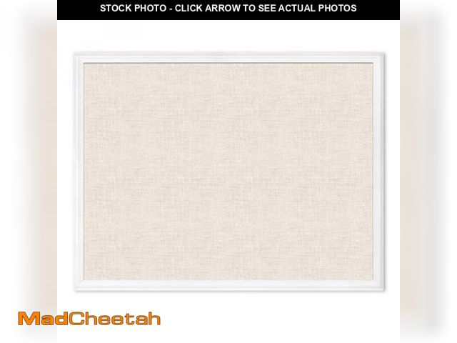Lot 74-12400202 - U Brands Farmhouse Linen Bulletin Board, 40"x30", White Wood Style Frame, Industrial Grade Pinning S...