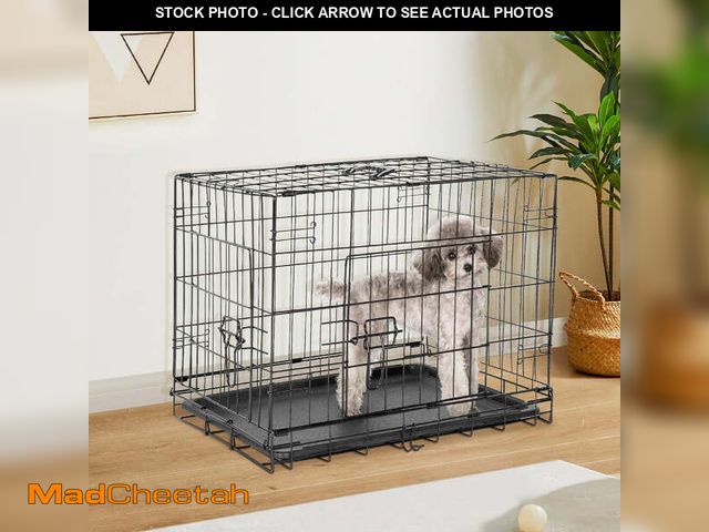 Lot 74-14311373 - CONCETTA 36-Inch Double Door Dog Crate, Durable Metal Pet Kennel with Secure Locks, Foldable &amp; P...