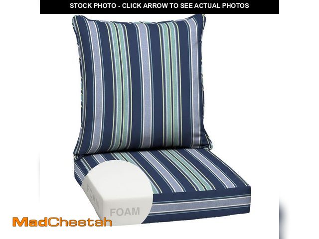 Lot 74-14355385 - ARDEN 24 in. x 24 in. 2-Piece Foam Deep Seating Outdoor Lounge Chair Cushion in Sapphire Aurora Blue...