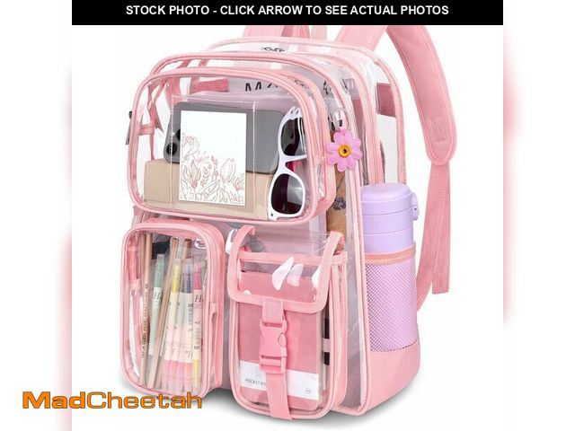 Lot 74-14264694 - Attmu Clear Backpack for School, Heavy Duty PVC Transparent Bookbag with Reinforced Straps Stitches,...