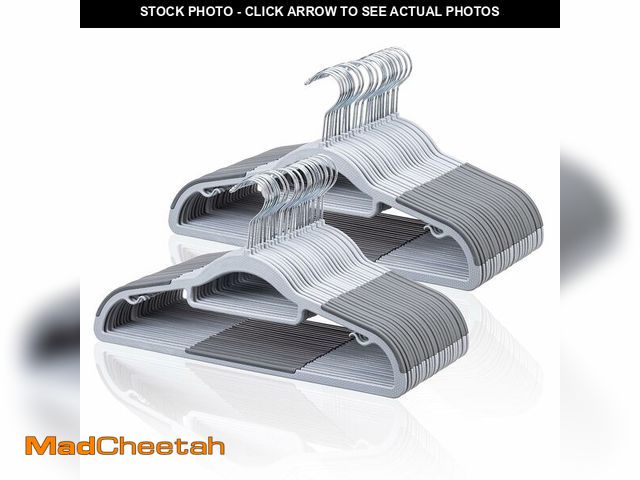 Lot 74-13549365 - Tonswachic Pack of 50 Coat Hangers, Space-Saving Plastic Clothes Hangers, Non-Slip, 0.2 Inches Slim,...