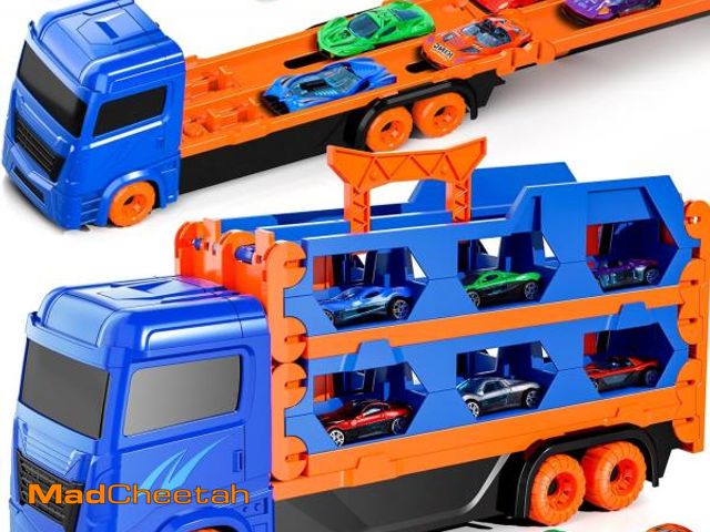 Lot 74-12327599 - iHaHa Toddlers Truck Toys for 3 4 5 6 Years Old Boys, 6 Diecast Cars, Transport Truck Toys with 61 I...