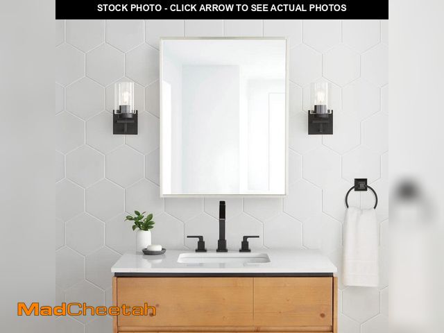 Lot 74-13797363 - Glacier Bay 24 in. W x 30 in. H Rectangular Brushed Nickel Medicine Cabinet with Mirror - UNUSED