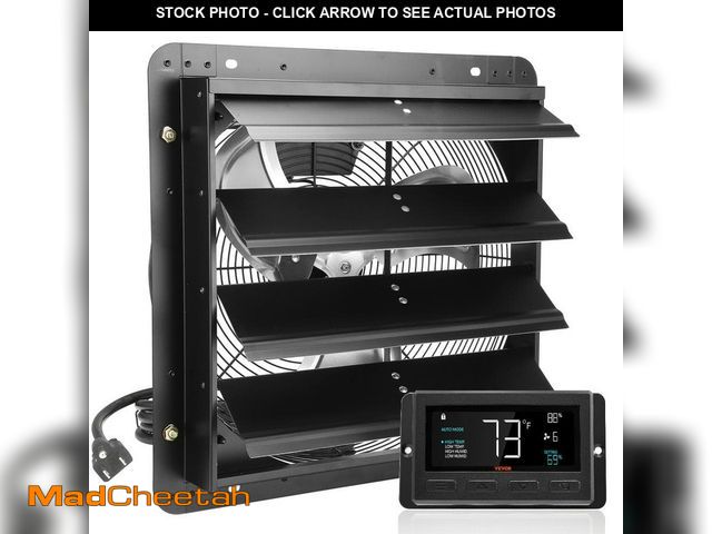 Lot 74-12558866 - VEVOR Shutter Exhaust Fan 16 in. 2650 CFM, 10-Speed Adjustable Wall Mount Attic Fan Ventilation and ...