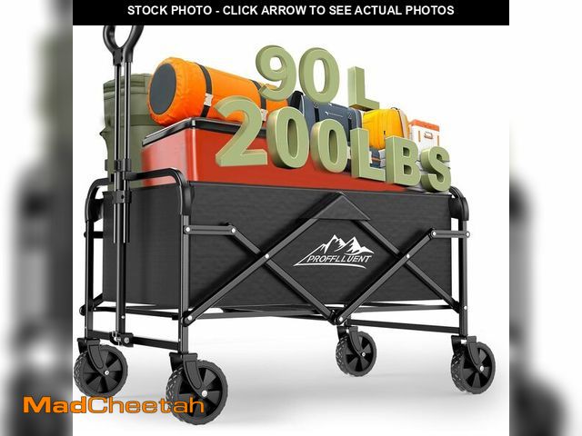 Lot 74-12761744 - Collapsible Wagon Cart with 5" Removable 360 degree Swivel Wheels &amp; Handle Adjustable, 220lbs Ca...