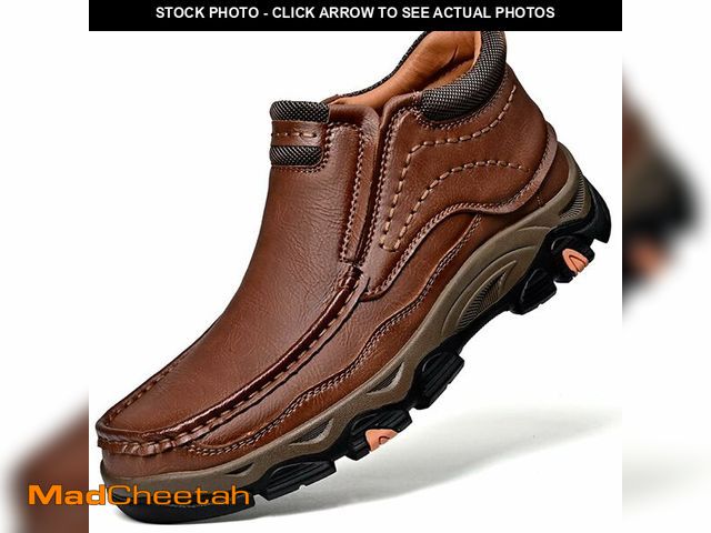 Lot 74-14214378 - Tokouk Mens Breathable Hand Stitching Leather Slip On Ankle Boots, Classic Outdoor Moccasin Chukka B...