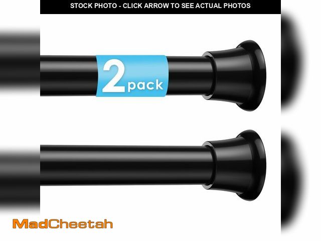 Lot 74-14330127 - 2Pcs Tension Curtain Rod 31 To 63 Inch Black Shower Curtain Rod No Drilling Adjustable Spring Loaded...
