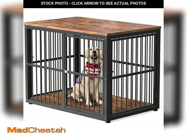 Lot 74-12689585 - Lyromix 43'' Dog Crate Furniture with 3 Doors, XL Wooden Crate End Table Heavy Duty Indoor Puppy Cag...