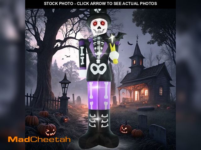 Lot 74-12974489 - LETIME 10FT Halloween Inflatable Outdoor Decoration Spooky Skull Skeleton with Hat, Inflate Blow up ...
