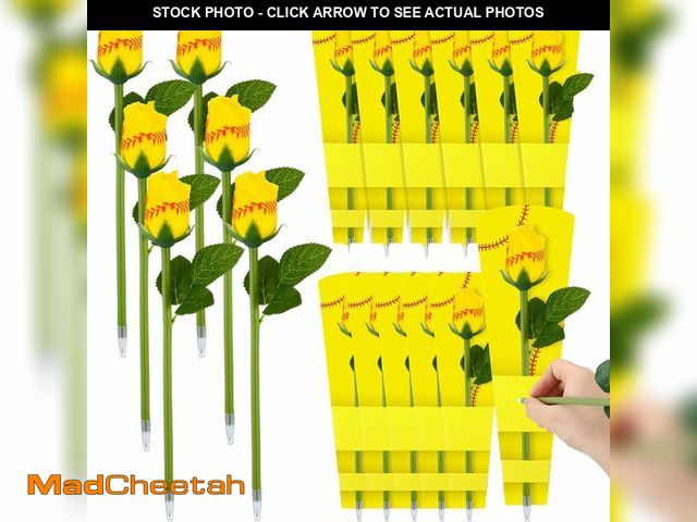 Lot 74-14059572 - FunooFuno 12 Set Softball Rose Pens with Softball Cardboards Artificial Sports Flowers Bouquet Gradu...
