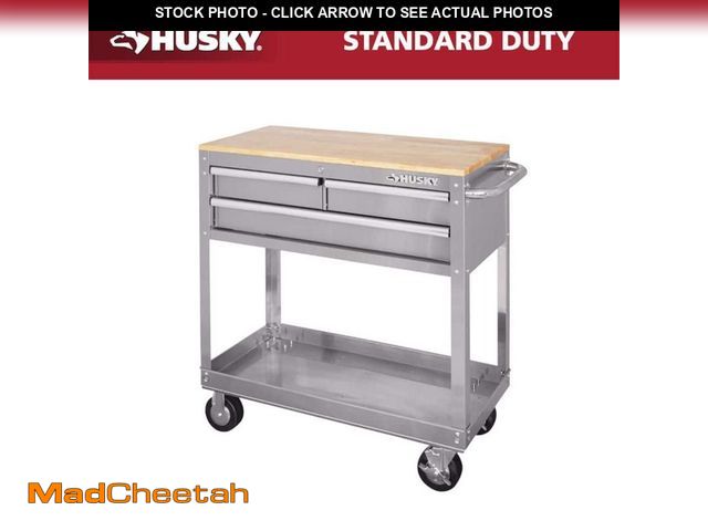 Lot 74-12721385 - Husky Tool Storage 36 in. W Stainless Steel Utility Cart - UNUSED