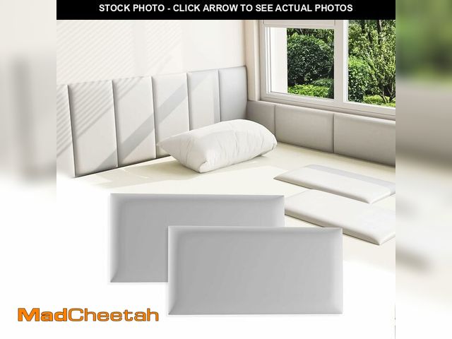 Lot 74-13549648 - Umedol 3D Anti-Collision Wall Padding for Kids, Grey Peel and Stick Headboard Pack of 4 Panels Sized...