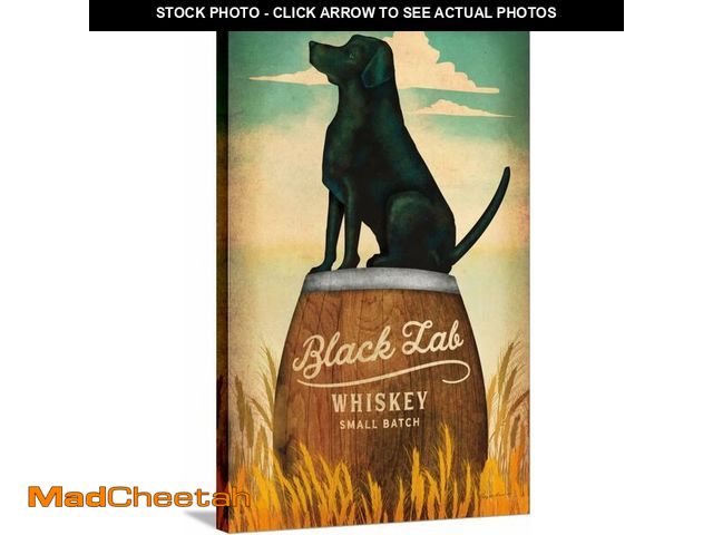 Lot 74-14203695 - ART.COM Stretched Canvas Print Black Lab Whiskey by Ryan Fowler, 24" x 36" - UNUSED