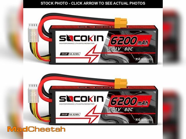 Lot 74-12705870 - Socokin 3S 6200mAh Lipo Battery 11.1V Lipo Battery with XT60 Connector for RC Car Truck Boat Heli Ai...