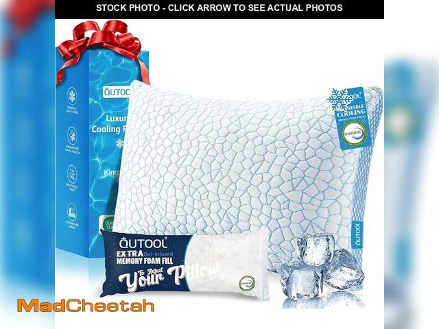 Lot 74-13583439 - QUTOOL Enhanced Cooling Gel Pillow King Size 1 Pack, CertiPUR-US Shredded Memory Foam Pillows for Ho...