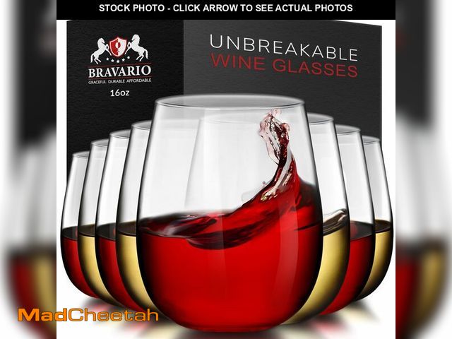 Lot 74-14295327 - Bravario Unbreakable Stemless Plastic Wine Glasses | Reusable | Shatterproof 100% Tritan Plastic | D...