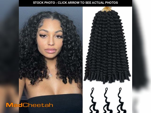 Lot 74-14265472 - Burmese Curly Crochet Hair 14 Inch 128 Strands Knotless Pre-Looped with Spiral Curl Ends for Black W...