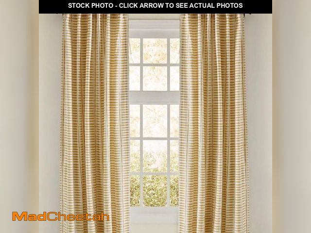 Lot 74-12419605 - (SINGLE) Emdee Abiko Striped Rod Pocket Single Curtain Panel EDEE1011 Curtain Color: Gold, Size 50x1...