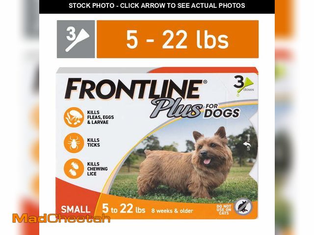 Lot 74-12861563 - FRONTLINE Plus for Dogs Flea &amp; Tick Small Breed Dog Spot Treatment, 5 - 22 lbs, 3 Count - UNUSED