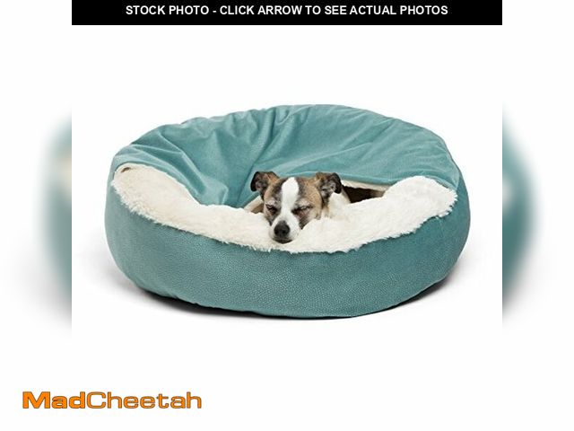 Lot 74-12543882 - Best Friends by Sheri Cozy Cuddler Ilan Covered Cat and Dog Bed with Attached Blanket,  Pool Blue, 2...