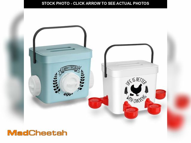 Lot 74-14302914 - Ã¢â¬Å½Tgeyd Chicken Feeder and Chicken Waterer Set - Hanging Automatic Chicken Feeder No Waste - Ch...