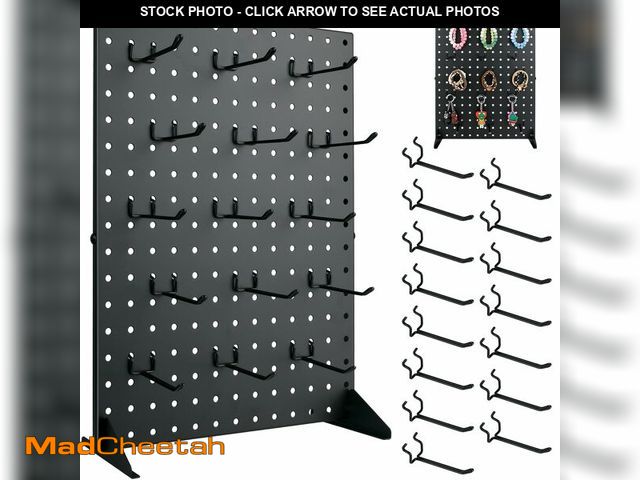 Lot 74-14150304 - Metal Pegboard Display Stand With 15 Peg Board Hooks Accessories, Desk Pegboard Panels, Merchandise ...