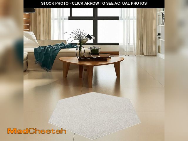 Lot 74-12664331 - Furnish my Place Modern Plush Solid Color Rug - Off White, 2' Hexagon, Pet and Kids Friendly Rug. Ma...