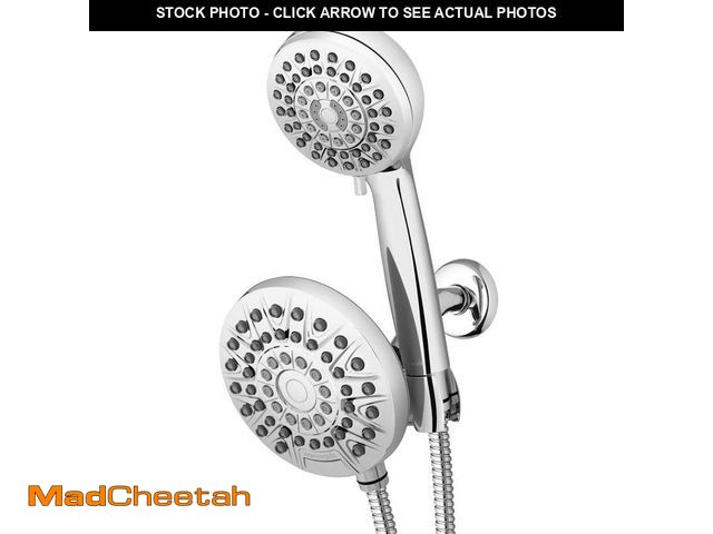Lot 74-12553627 - Waterpik 8-Spray Patterns with 1.8 GPM 6.25 in. Wall Mount Dual Shower Head and Handheld Shower Head...